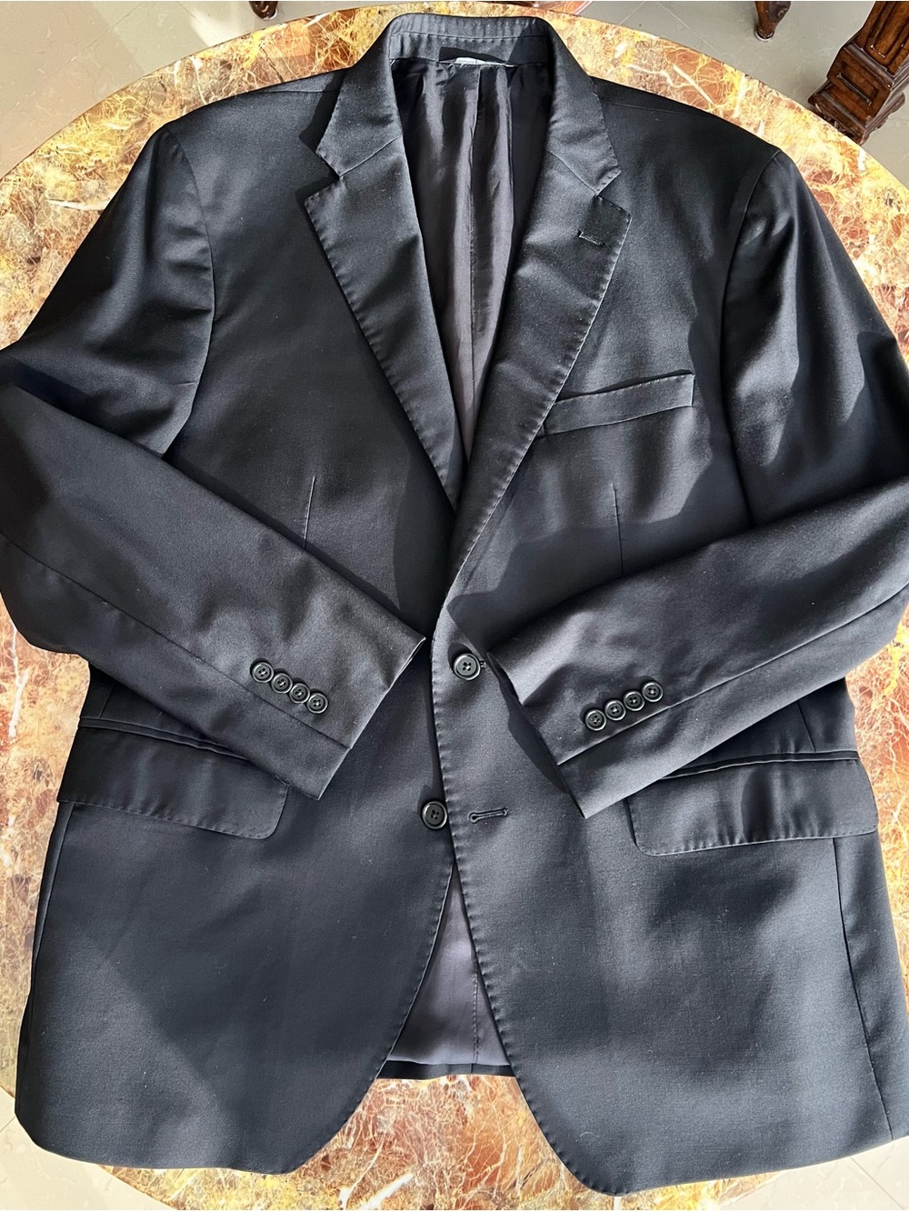 Italian Super 150's , G. Manzoni Classic Black Men's Two-Button Blazer